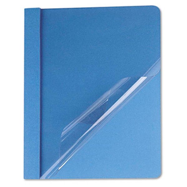 Coolcrafts Clear Front Report Cover  Tang Fasteners  Letter Size  Light Blue, 25PK CO950054